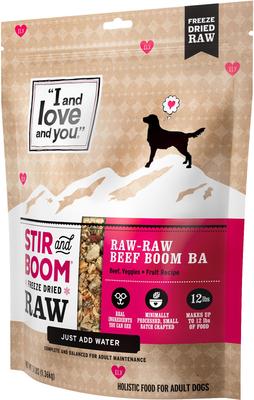 Show full view: I and Love and You Stir and Boom Raw Raw Beef Boom Ba Dinner Grain-Free Dehydrated Dog Food, 3-lb bag slide 3 of 10