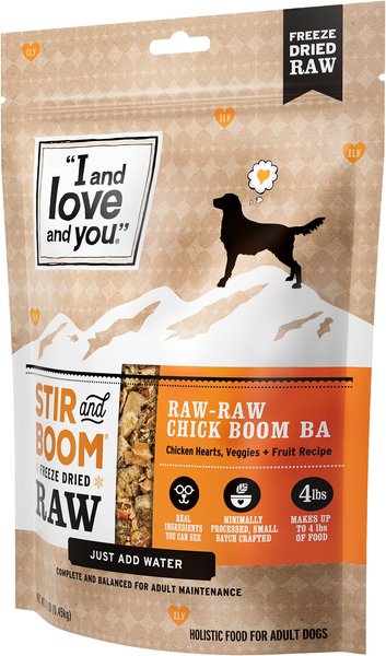 Show full view: I and Love and You Stir and Boom Raw Raw Chick Boom Ba Dinner Grain-Free Dehydrated Dog Food, 1-lb bag slide 3 of 10