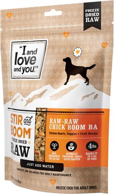 Show full view: I and Love and You Stir and Boom Raw Raw Chick Boom Ba Dinner Grain-Free Dehydrated Dog Food, 1-lb bag slide 3 of 10