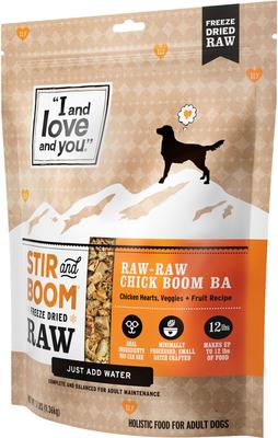 Show full view: I and Love and You Stir and Boom Raw Raw Chick Boom Ba Dinner Grain-Free Dehydrated Dog Food, 3-lb bag slide 3 of 10