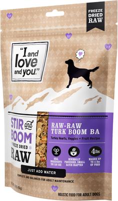 Show full view: I and Love and You Stir and Boom Raw Raw Turk Boom Ba Dinner Grain-Free Dehydrated Dog Food, 1-lb bag slide 3 of 10
