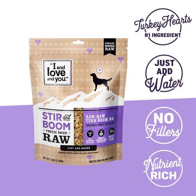 Show full view: I and Love and You Stir and Boom Raw Raw Turk Boom Ba Dinner Grain-Free Dehydrated Dog Food, 3-lb bag slide 5 of 10