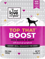 I and Love and You Top That Boost Duck Recipe Grain-Free Dog Food Topper, 3-oz pouch, case of 12