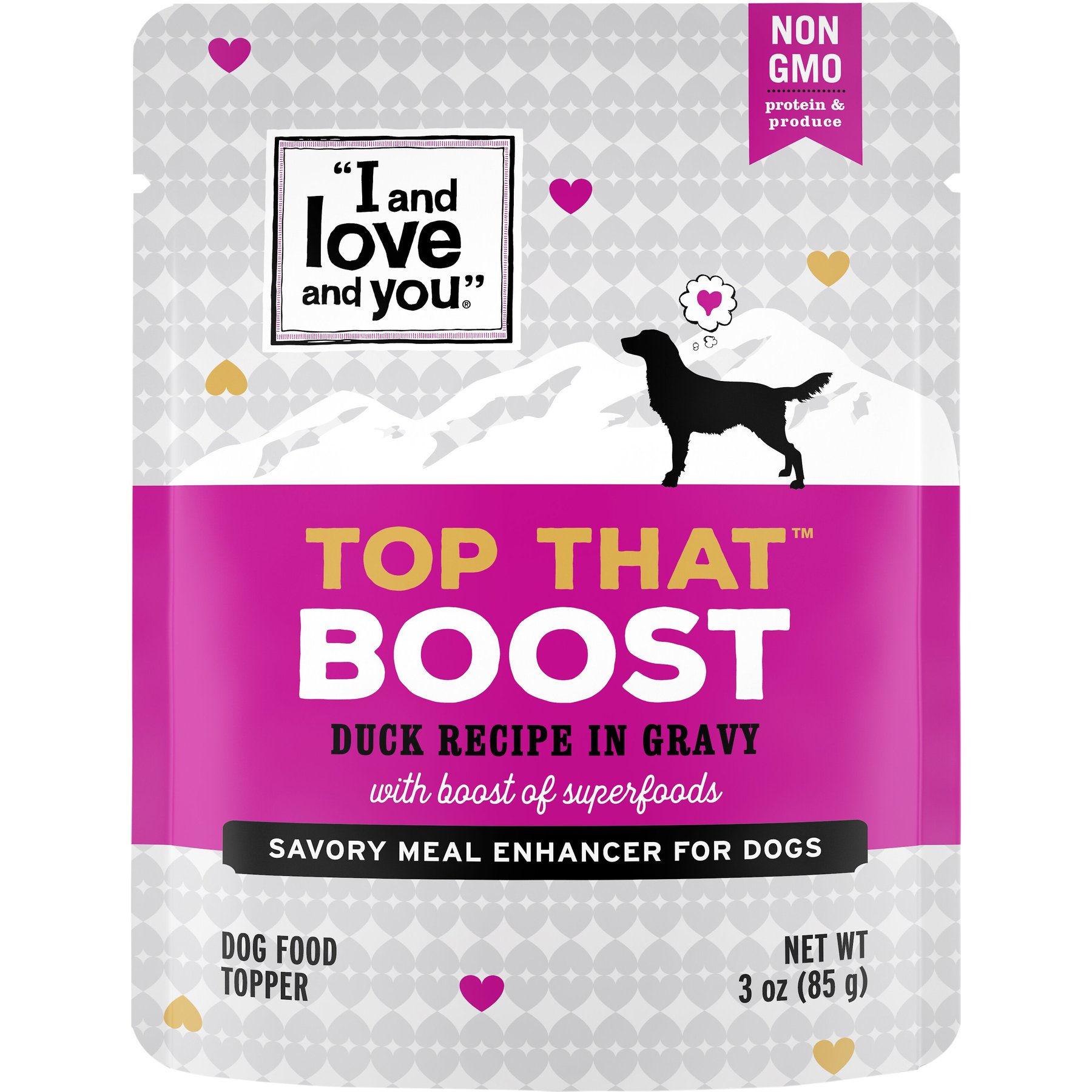 I and Love and You Top That Boost Duck Recipe Grain-Free Dog Food Topper, 3-oz pouch, case of 12