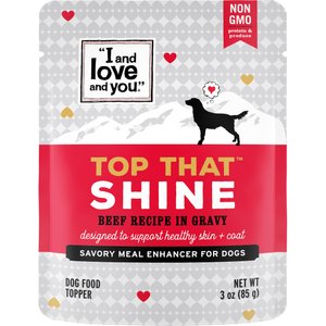 I and Love and You Top That Shine Beef Recipe Grain-Free Dog Food Topper, 3-oz pouch, case of 12