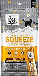 I and Love and You Treat Meow Immune Support Seafood Puree Lickable Cat Treats, 0.5-oz pouch, case of 96