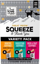 I and Love and You Treat Meow Variety Pack Lickable Cat Treats, 0.5-oz pouch, case of 48