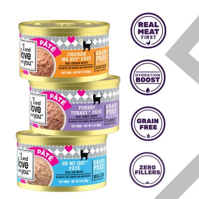 Show full view: I and Love and You Variety Pack Grain-Free Canned Cat Food, 3-oz, case of 12 slide 3 of 12