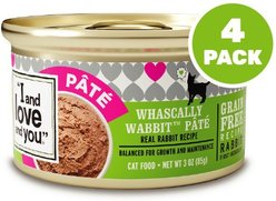 I and Love and You Whascally Wabbit Pate Grain-Free Canned Cat Food, 3-oz can, case of 4