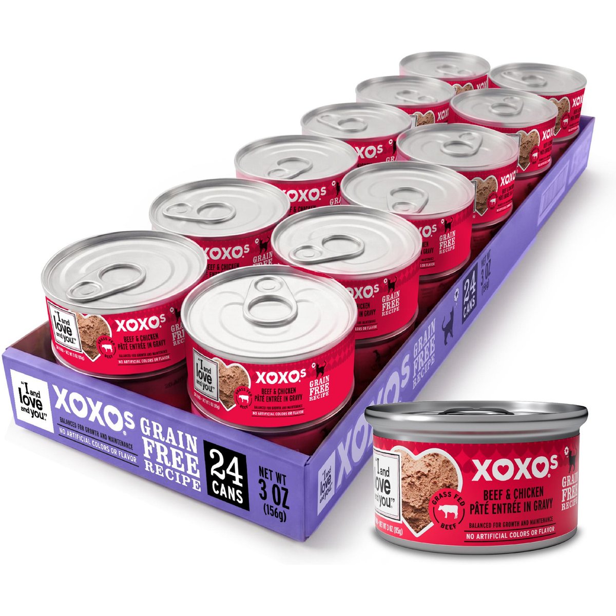 I and Love and You XOXO Beef & Chicken Pate Grain-Free Canned Cat Food, 3-oz can, case of 24