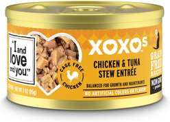 I and Love and You XOXO Chicken & Tuna Grain-Free Stew Canned Cat Food, 3-oz, case of 24