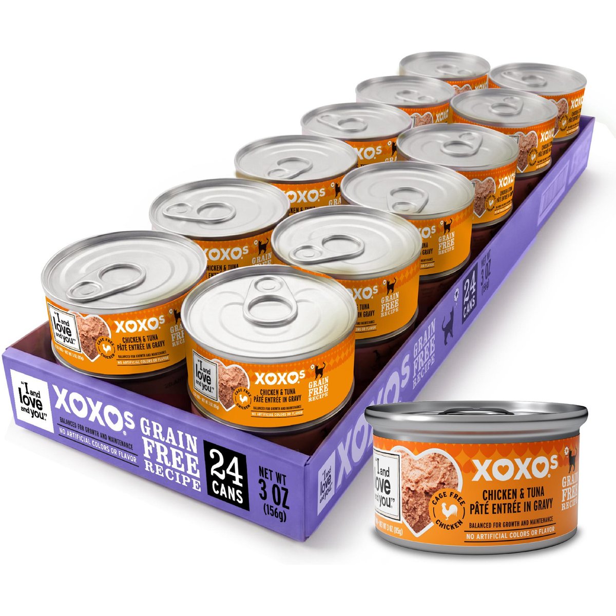 I and Love and You XOXO Chicken & Tuna Pate Grain-Free Canned Cat Food, 3-oz can, case of 24