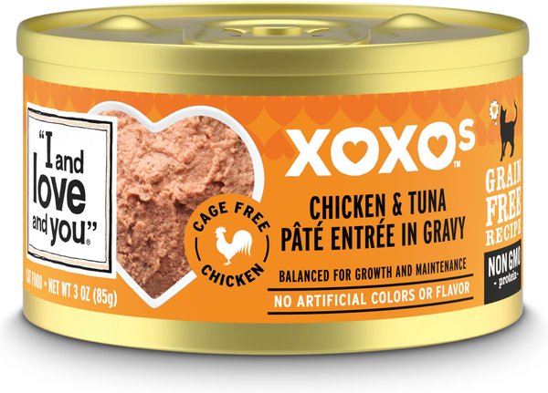 I and Love and You XOXO Chicken & Tuna Pate Grain-Free Canned Cat Food, 3-oz can, case of 24