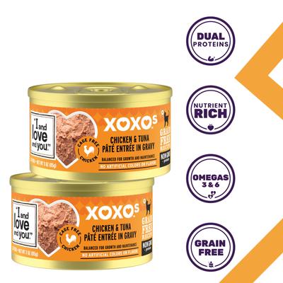 Show full view: I and Love and You XOXO Chicken & Tuna Pate Grain-Free Canned Cat Food, 3-oz can, case of 24 slide 3 of 10