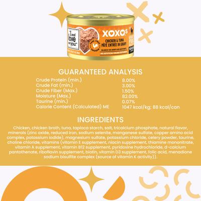 Show full view: I and Love and You XOXO Chicken & Tuna Pate Grain-Free Canned Cat Food, 3-oz can, case of 24 slide 8 of 10