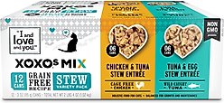 I and Love and You XOXO Chicken & Tuna Stew Grain-Free Variety Pack Canned Cat Food, 3-oz can, case of 12