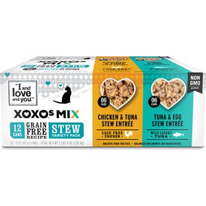 I and Love and You XOXO Chicken & Tuna Stew Grain-Free Variety Pack Canned Cat Food, 3-oz can, case of 12