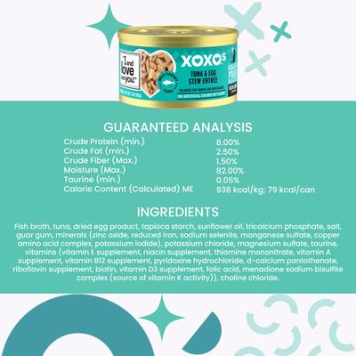 Show full view: I and Love and You XOXO Chicken & Tuna Stew Grain-Free Variety Pack Canned Cat Food, 3-oz can, case of 12 slide 8 of 9