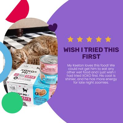 Show full view: I and Love and You XOXO Salmon & Whitefish Pate Grain-Free Variety Pack Canned Cat Food, 3-oz can, case of 12 slide 4 of 10