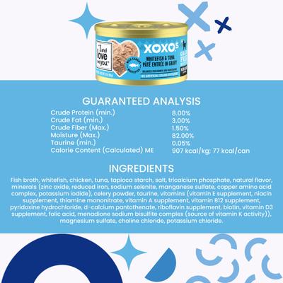 Show full view: I and Love and You XOXO Salmon & Whitefish Pate Grain-Free Variety Pack Canned Cat Food, 3-oz can, case of 12 slide 8 of 10