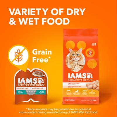 Show full view: Iams Perfect Portions Healthy Adult Chicken Recipe Pate Grain-Free Wet Cat Food Trays, 2.6-oz tray, case of 24 twin-packs slide 10 of 11