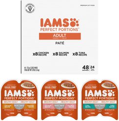 Iams Perfect Portions Healthy Adult Variety Pack Pate Grain-Free Wet Cat Food, 2.6-oz tray, case of 24