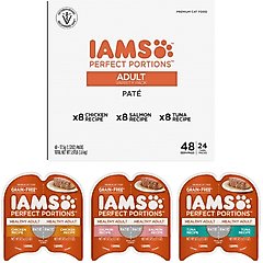 Iams Perfect Portions Healthy Adult Variety Pack Pate Grain-Free Wet Cat Food, 2.6-oz tray, case of 24