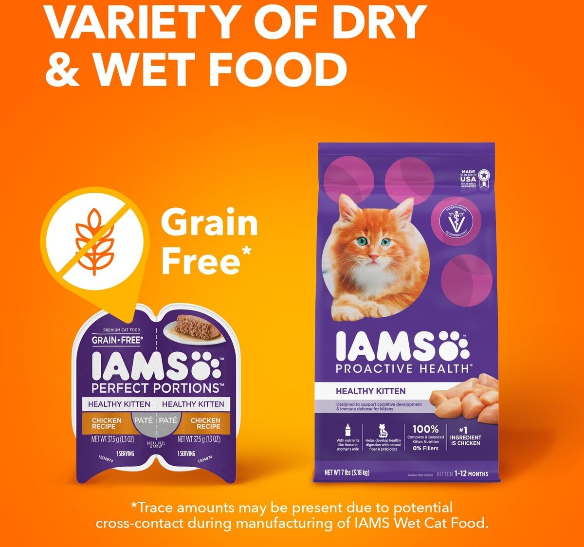 IAMS Perfect Portions Healthy Kitten Chicken Recipe Pate Grain