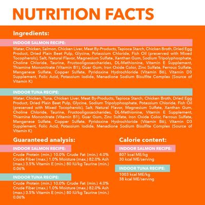 Show full view: Iams Perfect Portions Indoor Tuna & Salmon Recipe Grain-Free Cuts in Gravy Variety Pack Adult Wet Cat Food Trays, 2.6-oz tray, case of 12 twin-packs slide 7 of 11