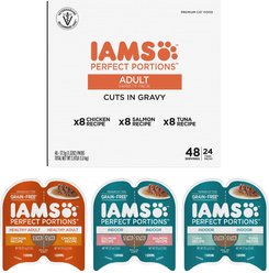 Iams Perfect Portions Variety Pack Grain-Free Cuts in Gravy Wet Cat Food, 2.6-oz tray, case of 24