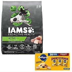 Iams Proactive Health Active Chicken & Turkey Recipe Dry Food + Pedigree Choice Cuts in Gravy Variety Pack Wet Dog Food