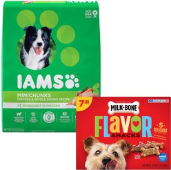 Iams ProActive Health Adult MiniChunks Dry Food + Milk-Bone Flavor Snacks for Small/Medium Dogs