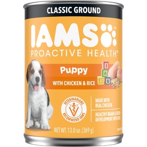 Iams ProActive Health Classic Ground with Chicken & Rice Puppy Canned Wet Dog Food, 13-oz can, case of 12