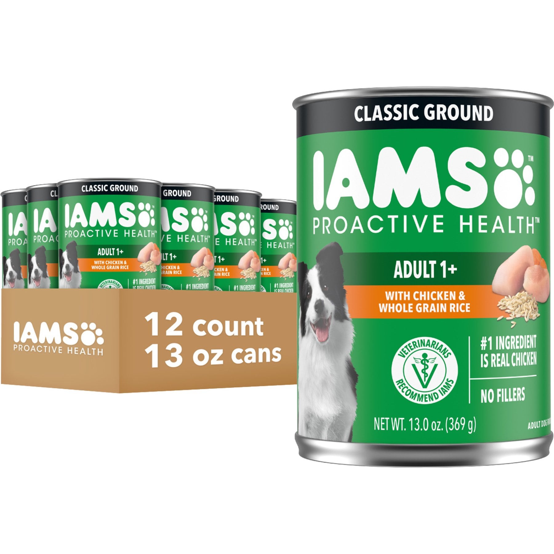 Iams Classic Pate with Chicken & Rice Canned Dog Food, 13.2-oz, 12 ct