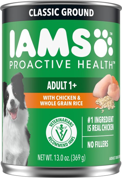 Iams ProActive Health Classic Ground with Chicken & Rice Puppy Canned Wet Dog Food, 13-oz can, case of 12 Iams ProActive Health Classic Ground with Chicken & Rice Puppy Canned Wet Dog Food, 13-oz can, case of 12