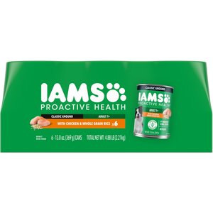 Iams ProActive Health Classic Ground with Chicken & Whole Grain Rice Canned Adult Wet Dog Food, 13-oz can, case of 6