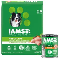Iams ProActive Health Classic Ground with Chicken & Whole Grain Rice Wet Food + MiniChunks Small Kibble Dry Dog Food