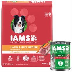 Iams ProActive Health Classic Ground with Lamb & Whole Grain Rice Wet Food + Minichunks Lamb & Rice Recipe Dry Dog Food