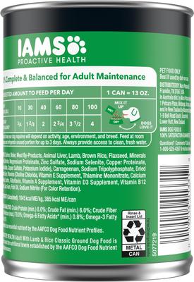 Show full view: Iams ProActive Health Classic Ground with Lamb & Whole Grain Rice Wet Food + Minichunks Lamb & Rice Recipe Dry Dog Food slide 4 of 10