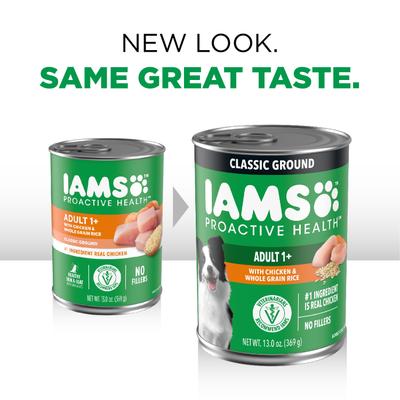 Show full view: Iams ProActive Health Classic Ground with Slow Cooked Chicken & Rice Healthy Aging + Ground with Chicken & Whole Grain Rice Wet Dog Food slide 7 of 10