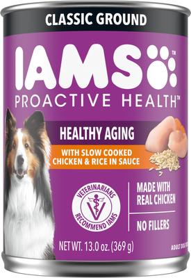 Show full view: Iams ProActive Health Classic Ground with Slow Cooked Chicken & Rice Healthy Aging + Ground with Lamb & Whole Grain Rice Wet Dog Food slide 2 of 9