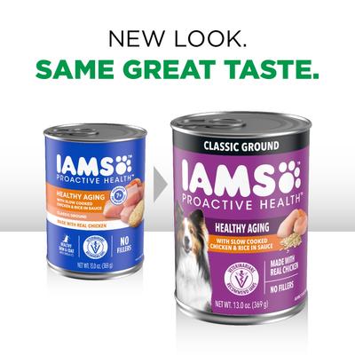 Show full view: Iams ProActive Health Classic Ground with Slow Cooked Chicken & Rice Healthy Aging + Ground with Lamb & Whole Grain Rice Wet Dog Food slide 3 of 9