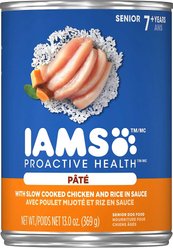 Iams ProActive Health Classic Ground with Slow Cooked Chicken & Rice Healthy Aging Senior Wet Dog Food, 13-oz can, bundle of 24 