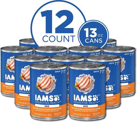 Show full view: Iams ProActive Health Classic Ground with Slow Cooked Chicken & Rice Healthy Aging Senior Wet Dog Food, 13-oz can, bundle of 24  slide 4 of 8