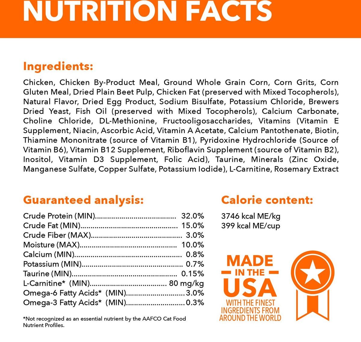 iams cat food calories