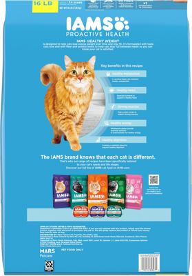 Show full view: Iams Proactive Health Healthy Weight Chicken Flavor Adult Dry Cat Food, 16-lb bag slide 10 of 11