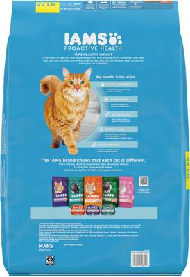 Show full view: Iams Proactive Health Healthy Weight Chicken Flavor Adult Dry Cat Food, 22-lb bag slide 10 of 11