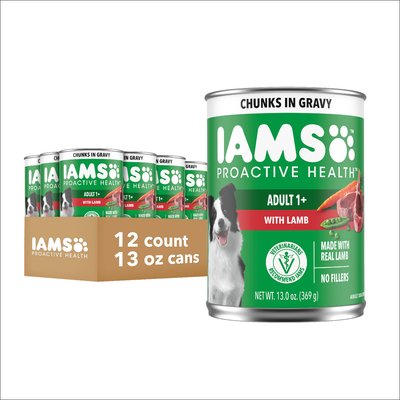 Iams Iams Proactive Health Lamb Chunks in Gravy Canned Wet Dog Food, 13-oz can, case of 12