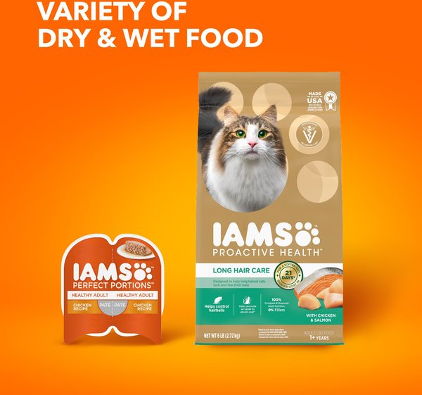 Iams Proactive Health Long Hair Care with Real Chicken & Salmon Adult Dry Cat Food