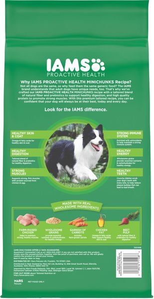 Show full view: Iams Proactive Health Minichunks with Real Chicken & Whole Grains Dry Dog Food, 7-lb bag slide 3 of 11